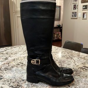 Micheal Kors Black Leather Boots -Size 8